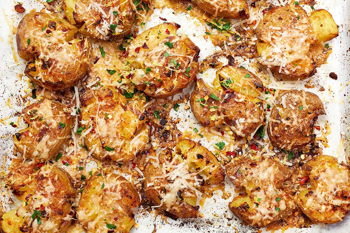 Smashed Potatoes with Parmesan
