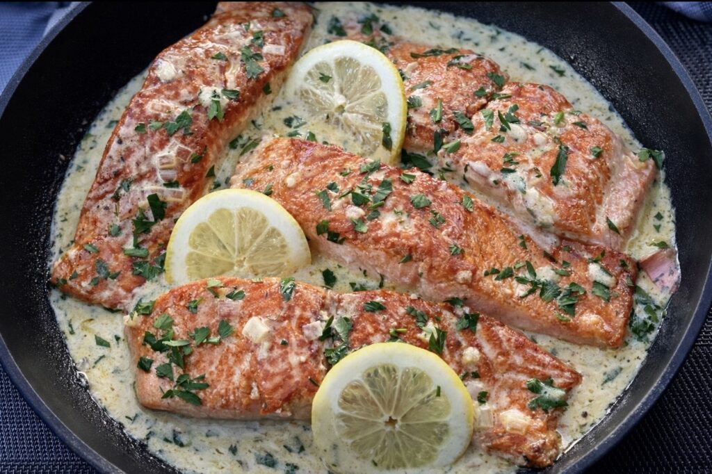 Festive Salmon (Light and Creamy)